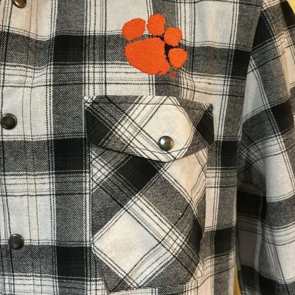 Colosseum Men’s Clemson tigers Long Sleeve Flannel Shirt Large New - Picture 3 of 9